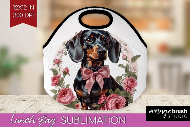 Floral Dog Lunch Bag - Flowers Lunch Bug PNG Sublimation example image 1