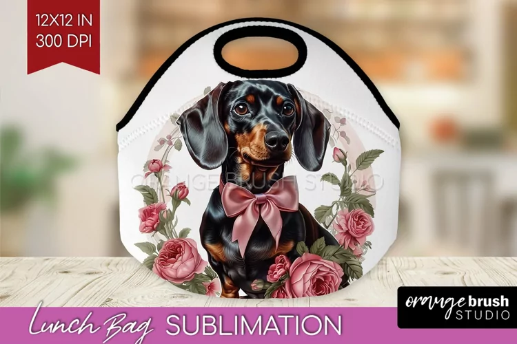 Floral Dog Lunch Bag - Flowers Lunch Bug PNG Sublimation