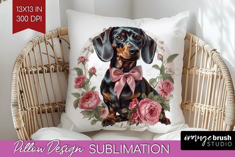 Floral Dog Pillow Sublimation - Flowers Pillow Cover PNG