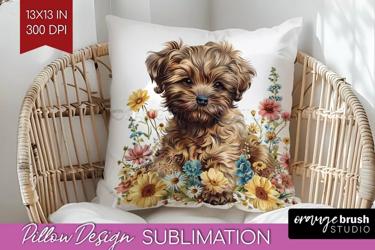 Floral Dog Pillow Sublimation - Flowers Pillow Cover PNG