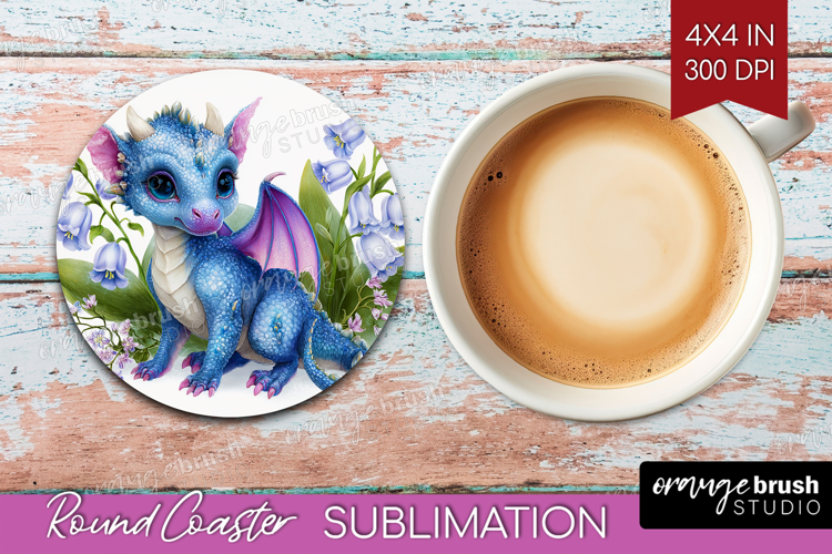 Floral Dragon Round Coaster - Fantasy Coaster PNG