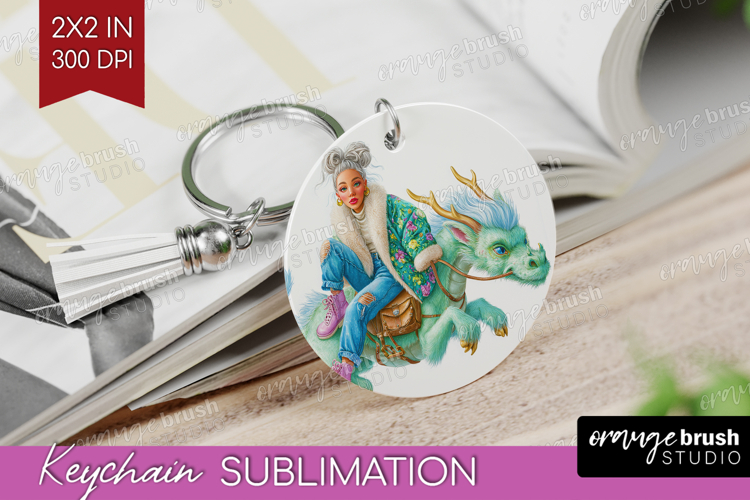 Floral Dragon Keychain PNG - Fantasy Keychain Sublimation
