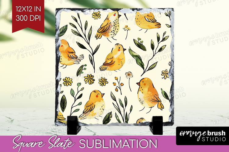 Floral Animals Slate PNG - Farm Animals Square Slate