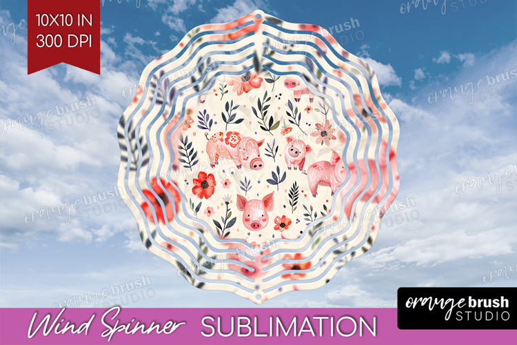 Floral Animals Wind Spinner Sublimation PNG - Farm Animals