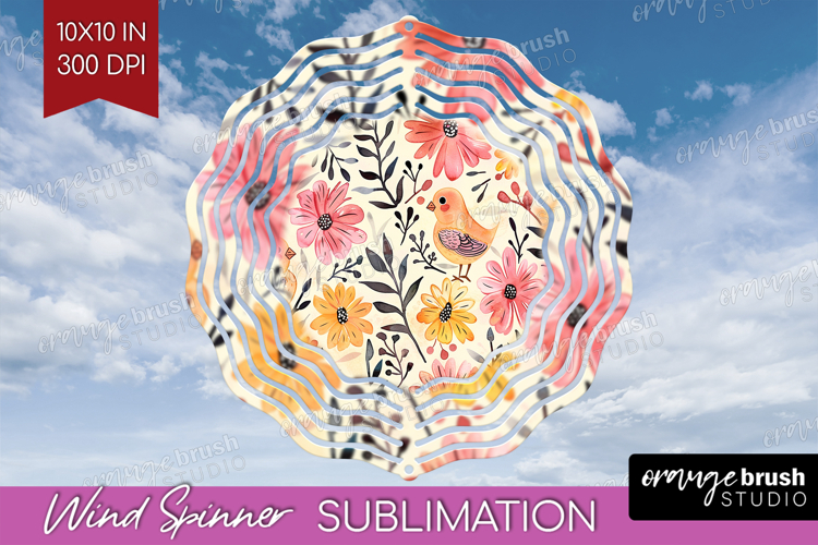 Floral Animals Wind Spinner Sublimation PNG - Farm Animals