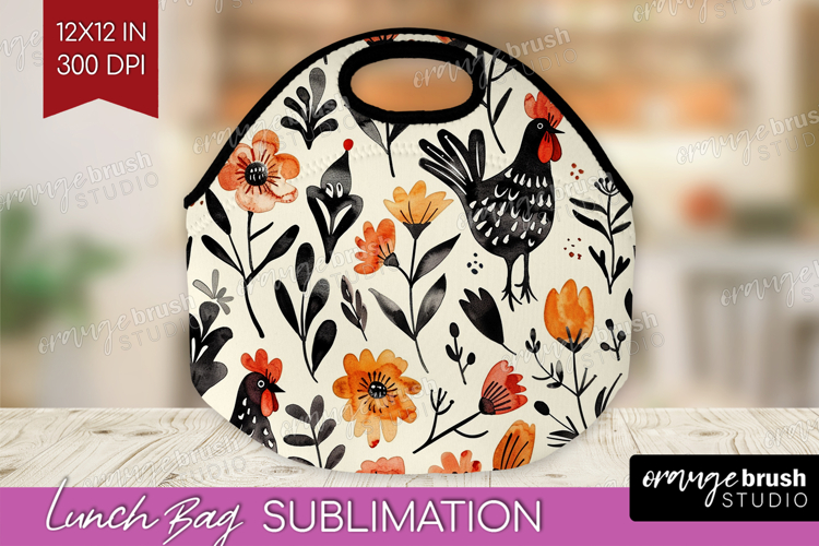 Floral Animals Lunch Bag - Farm Animals Lunch Bug PNG