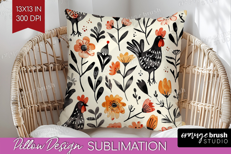 Floral Animals Pillow Sublimation - Farm Animals Pillow PNG