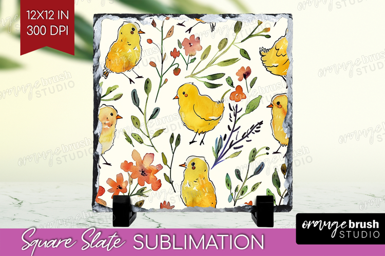 Floral Animals Slate PNG - Farm Animals Square Slate