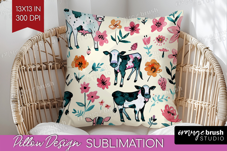 Floral Animals Pillow Sublimation - Farm Animals Pillow PNG