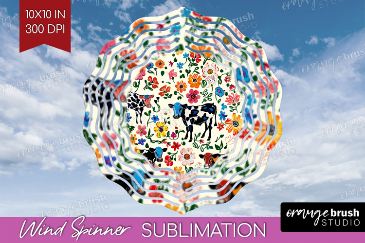 Floral Animals Wind Spinner Sublimation PNG - Farm Animals