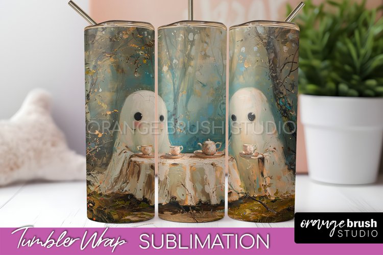 Ghost Tumbler Wrap - Vintage Halloween Tumbler Sublimation