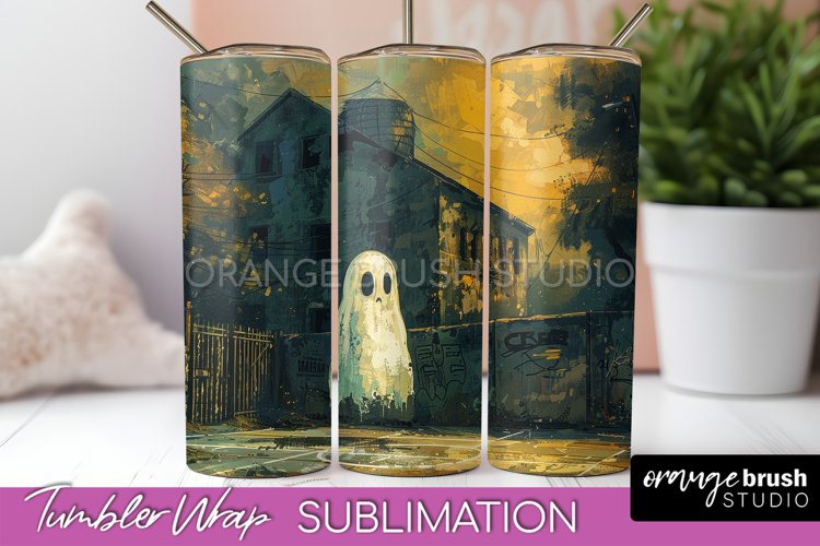 Ghost Tumbler Wrap - Vintage Halloween Tumbler Sublimation