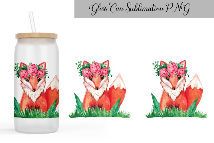 Fox Glass Can Wrap | Animal Sublimation Design