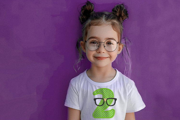 Nerdy Glasses with Number 2 Applique Embroidery File