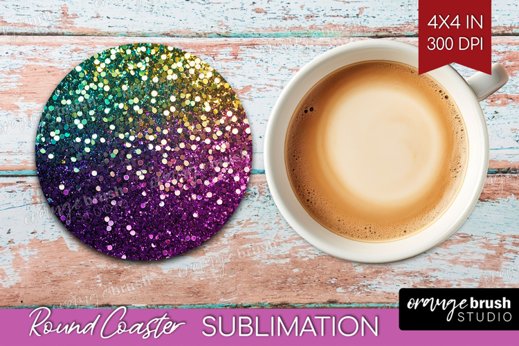 Glitter Texture Round Coaster - Sparkle Glitter Coaster PNG