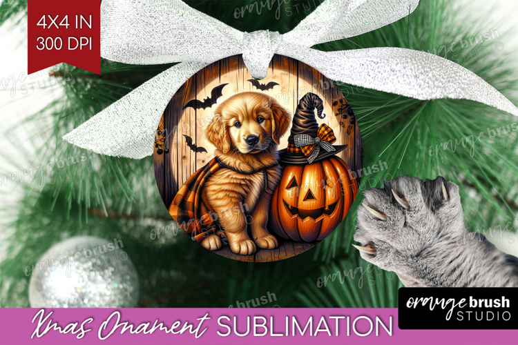 Golden Retriever Dog Ornament PNG Halloween PNG Sublimation
