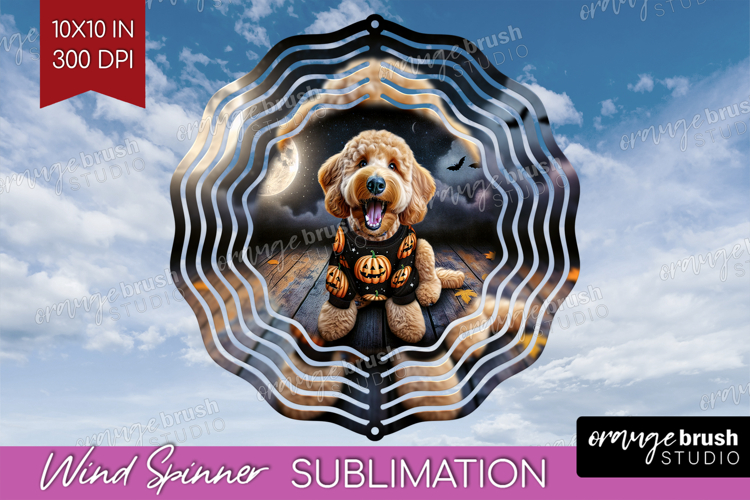 Goldendoodle Dog Wind Spinner Sublimation PNG Halloween