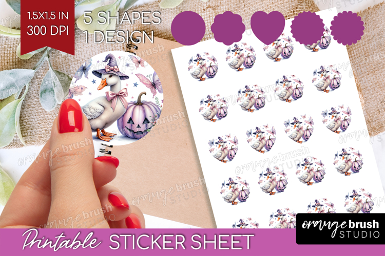 Goose Halloween Round Sticker Coquette Printable Sticker