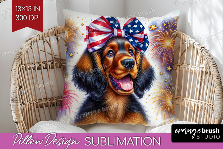 Gordon Setter Dog Pillow Sublimation Patriotic Dog Pillow