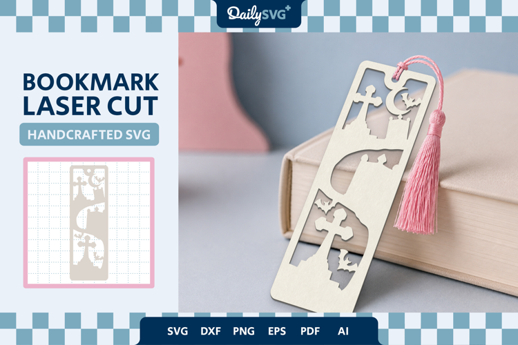 Graveyard Bookmark Halloween SVG Spooky Cut File
