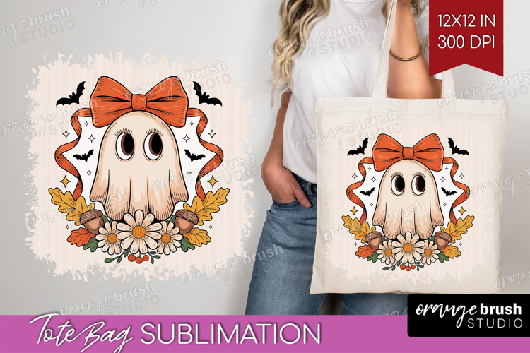 Cute Ghost Tote Bag - Spooky Halloween Tote Bag PNG