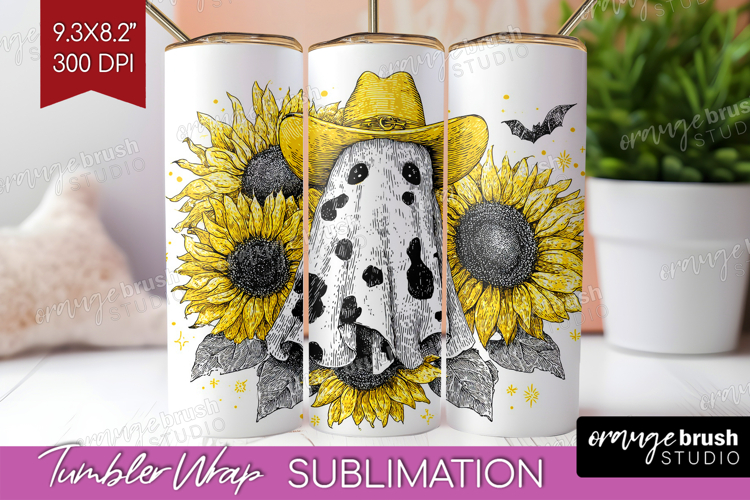 Cute Ghost Tumbler Wrap - Spooky Halloween Tumbler PNG