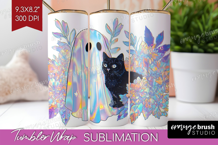 Cute Ghost Tumbler Wrap - Spooky Halloween Tumbler PNG