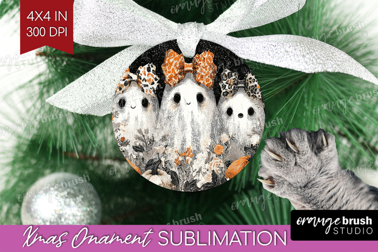 Cute Ghost Ornament PNG - Spooky Halloween PNG Sublimation