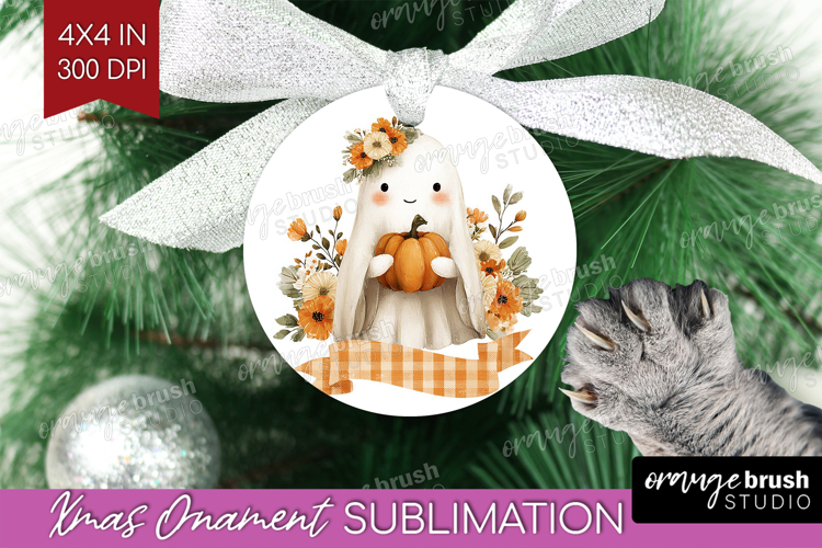 Cute Ghost Ornament PNG - Spooky Halloween PNG Sublimation