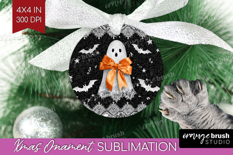 Cute Ghost Ornament PNG - Spooky Halloween PNG Sublimation