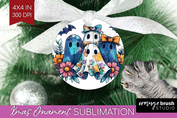 Cute Ghost Ornament PNG - Spooky Halloween PNG Sublimation