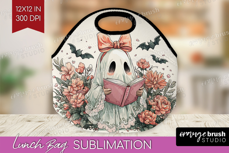 Cute Ghost Lunch Bag - Spooky Halloween Lunch Bug PNG