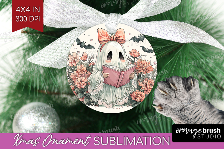 Cute Ghost Ornament PNG - Spooky Halloween PNG Sublimation