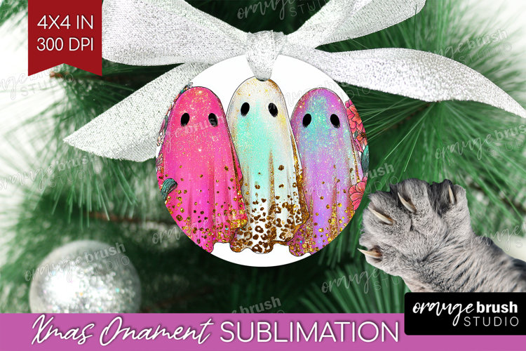 Cute Ghost Ornament PNG - Spooky Halloween PNG Sublimation