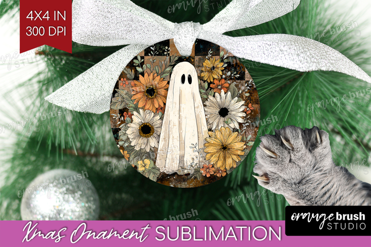 Cute Ghost Ornament PNG - Spooky Halloween PNG Sublimation