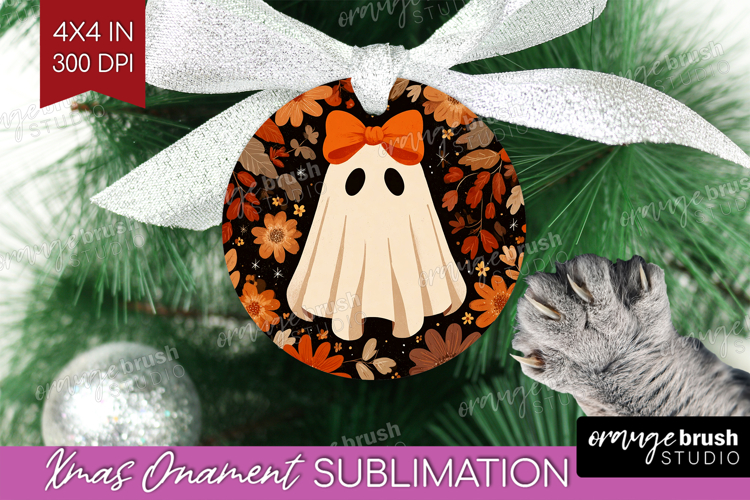 Cute Ghost Ornament PNG - Spooky Halloween PNG Sublimation