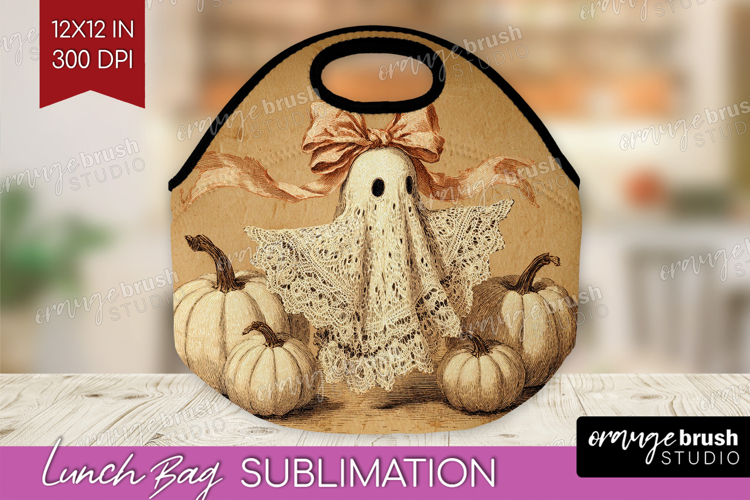 Cute Ghost Lunch Bag - Spooky Halloween Lunch Bug PNG