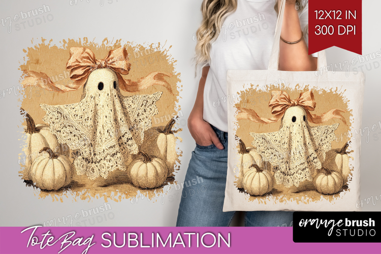 Cute Ghost Tote Bag - Spooky Halloween Tote Bag PNG