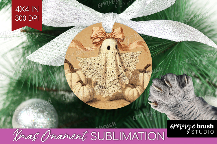 Cute Ghost Ornament PNG - Spooky Halloween PNG Sublimation