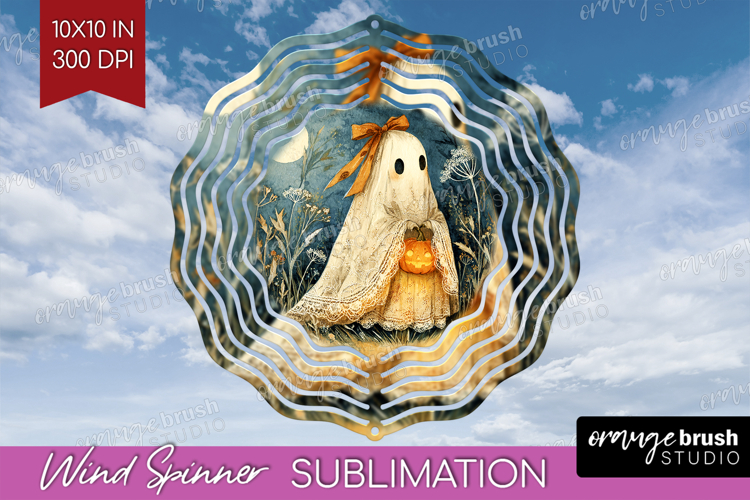 Cute Ghost Wind Spinner Sublimation PNG - Spooky Halloween