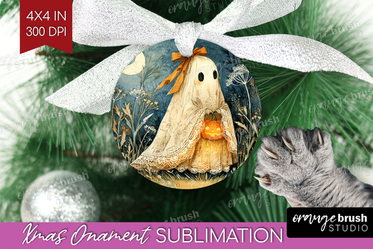 Cute Ghost Ornament PNG - Spooky Halloween PNG Sublimation