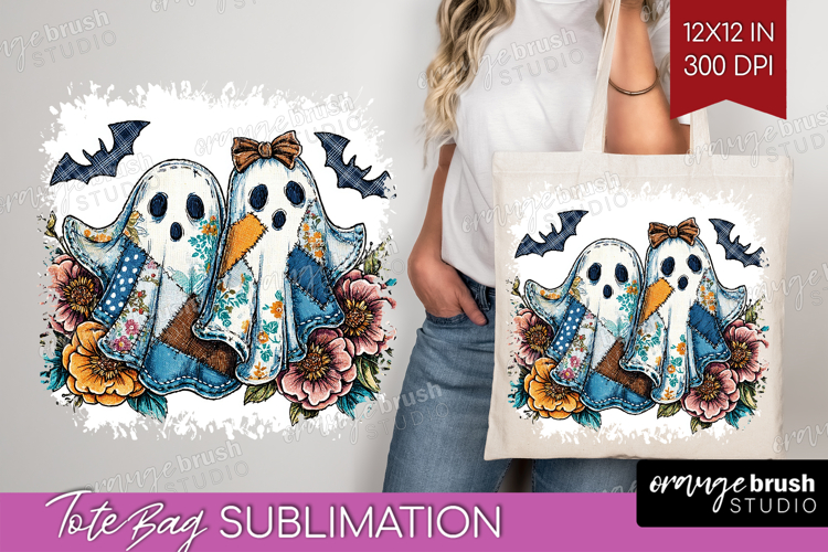 Cute Ghost Tote Bag - Spooky Halloween Tote Bag PNG