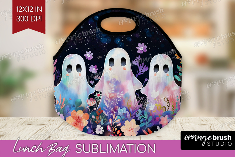 Cute Ghost Lunch Bag - Spooky Halloween Lunch Bug PNG example image 1