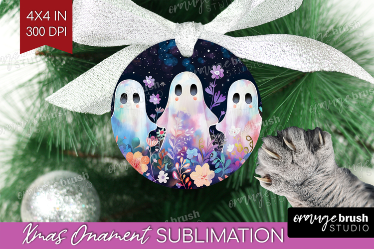 Cute Ghost Ornament PNG - Spooky Halloween PNG Sublimation