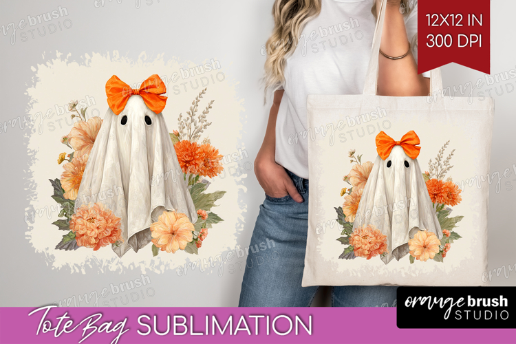 Cute Ghost Tote Bag - Spooky Halloween Tote Bag PNG