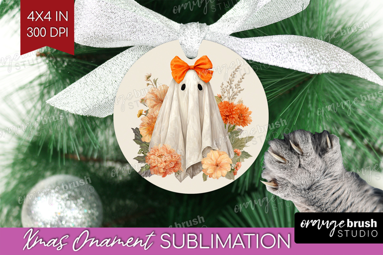 Cute Ghost Ornament PNG - Spooky Halloween PNG Sublimation