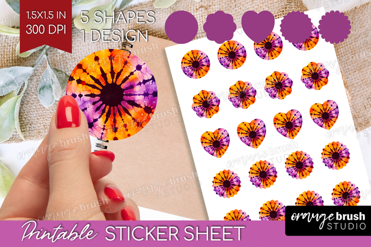 Halloween Round Sticker - Tie Dye Printable Sticker Sheet