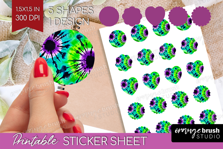 Halloween Round Sticker - Tie Dye Printable Sticker Sheet