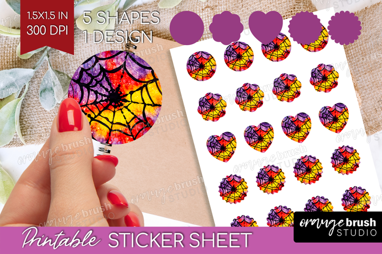 Halloween Round Sticker - Tie Dye Printable Sticker Sheet