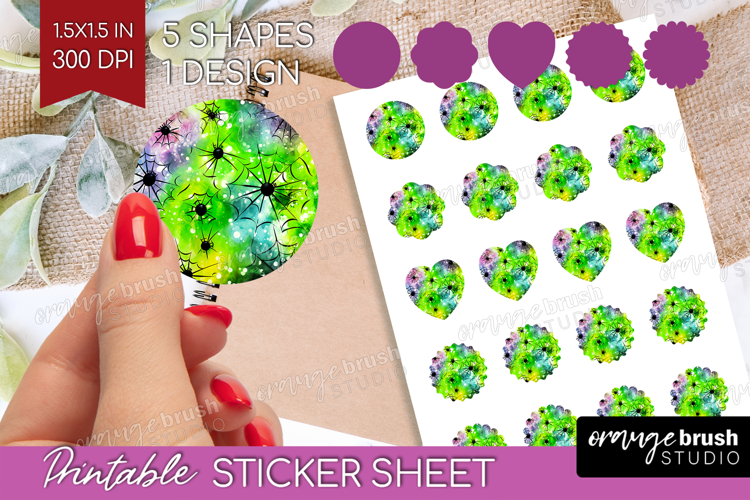 Halloween Round Sticker - Tie Dye Printable Sticker Sheet
